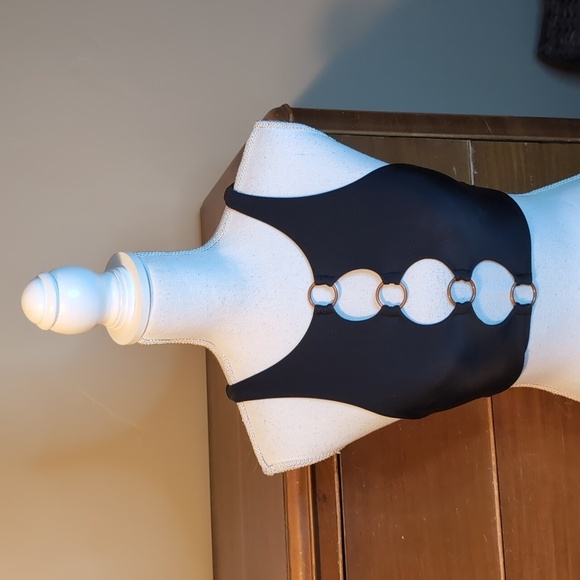 Aerie Black Ring Bikini Top Sz S - Picture 1 of 10